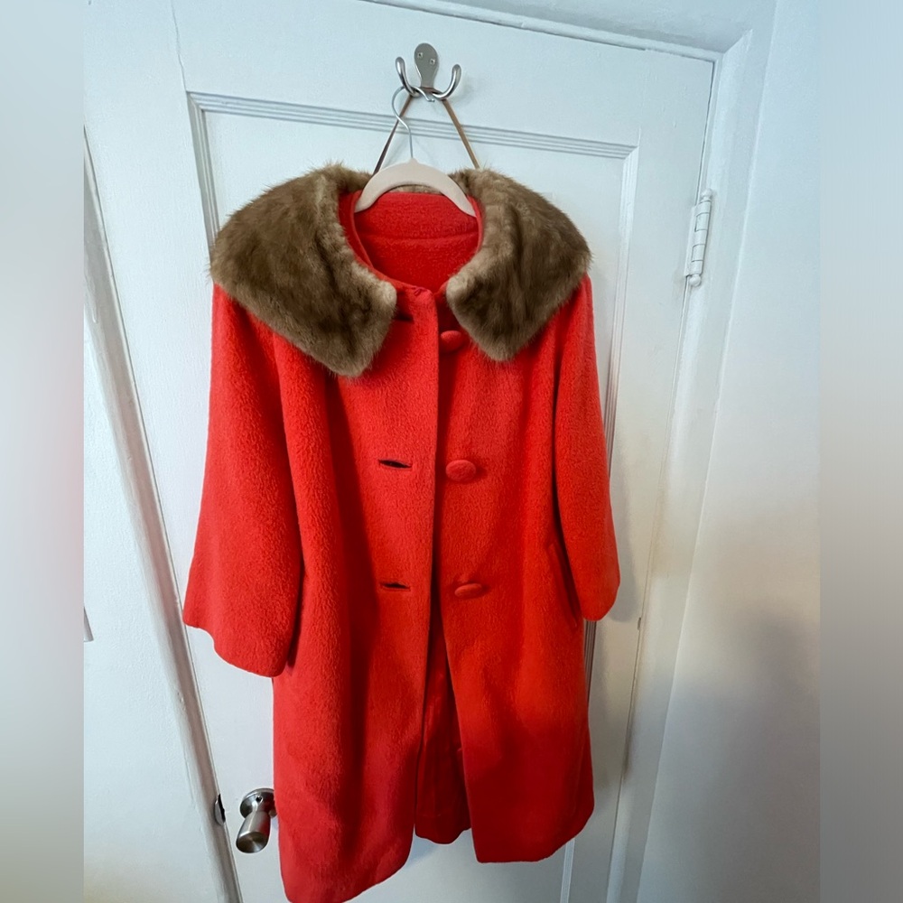 Vintage Wool Coat with Fur Collar